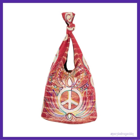 Handbags - Bohemian Perpetual Peace Red Peace Sign Tote Bag